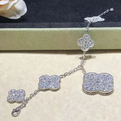 CLOVER 6 MOTIFS DIAMOND BRACELET SILVER