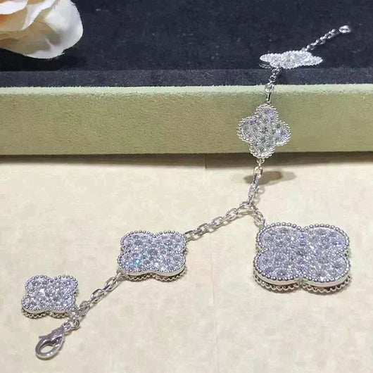 CLOVER 6 MOTIFS DIAMOND BRACELET SILVER