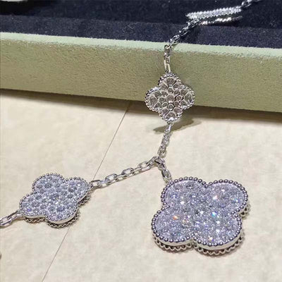 CLOVER 6 MOTIFS DIAMOND BRACELET SILVER