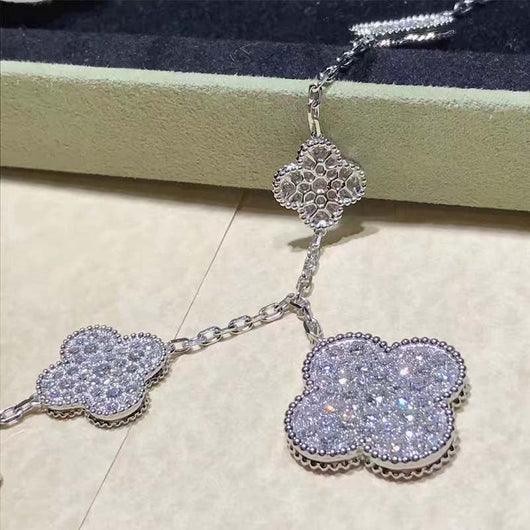 CLOVER 6 MOTIFS DIAMOND BRACELET SILVER