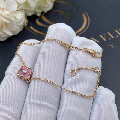 CLOVER SINGLE PINK FLOWER BRACELET