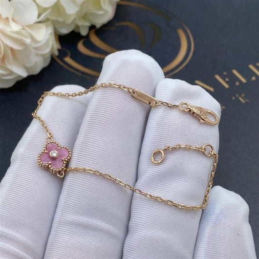 CLOVER SINGLE PINK FLOWER BRACELET