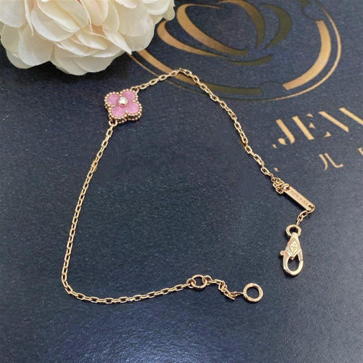 CLOVER SINGLE PINK FLOWER BRACELET