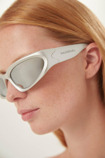Balenciaga BB0157s-004 swift silver wrap around sunglasses - Lux Studios