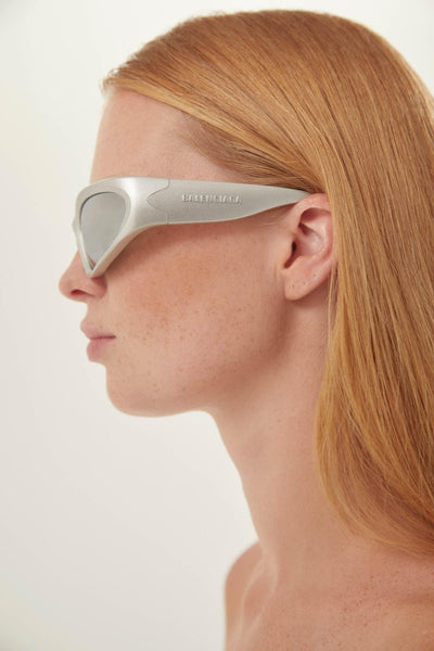 Balenciaga BB0157s-004 swift silver wrap around sunglasses - Lux Studios