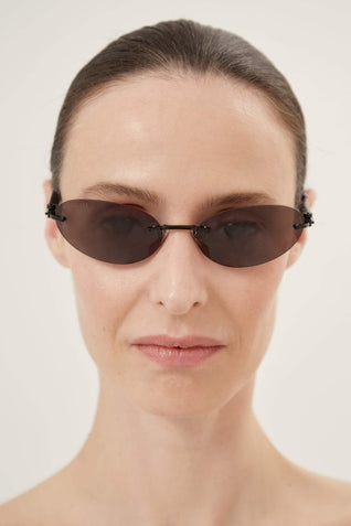 Balenciaga BB0179S oval metal black sunglasses