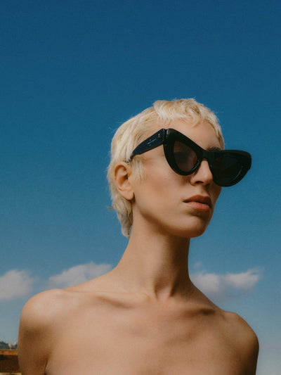 Balenciaga black bold cat eye sunglasses - Lux Studios