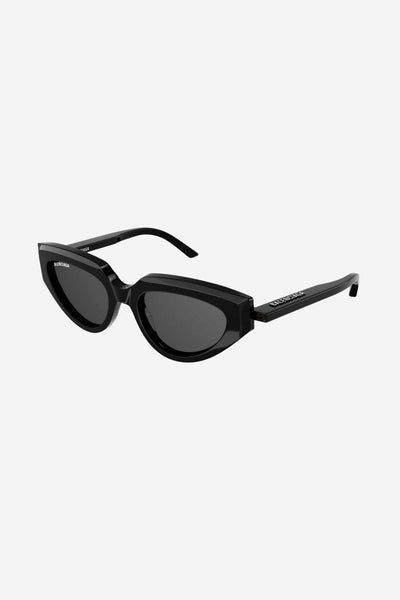 Balenciaga black cat eye sunglasses with white logo - Lux Studios