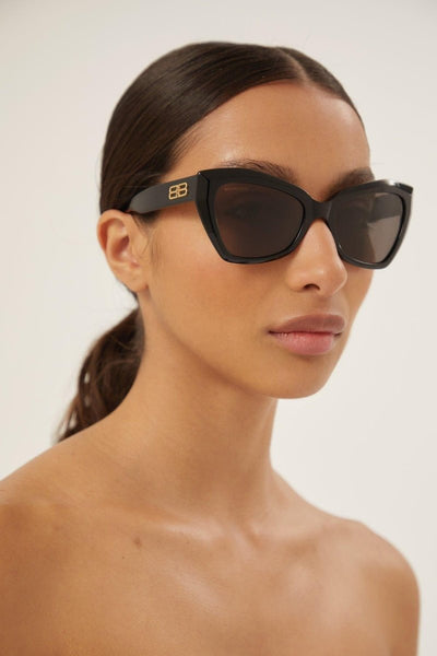 Balenciaga black oversize cat-eye sunglasses with BB logo - Lux Studios