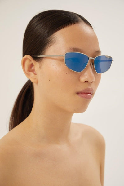 Balenciaga blue metal cat eye sunglasses - Lux Studios