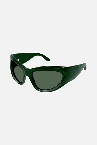 Balenciaga bold wrap around green sunglasses - Lux Studios
