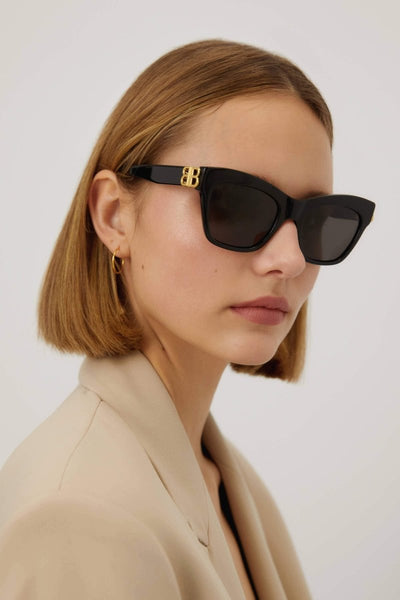 Balenciaga cat-eye femenine black sunglasses with BB folding - Lux Studios