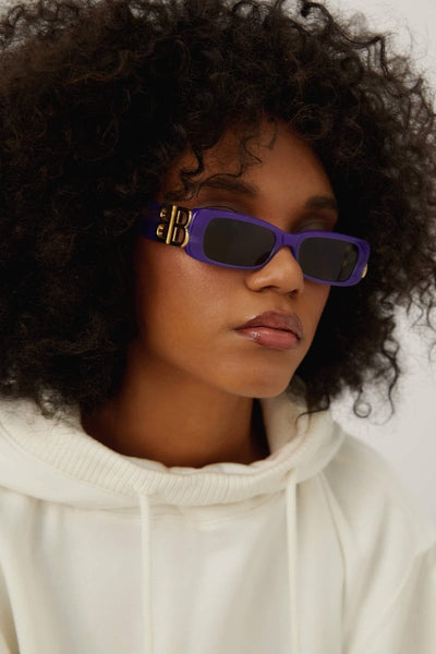Balenciaga Dynasty micro violet sunglasses featuring BB logo - Lux Studios