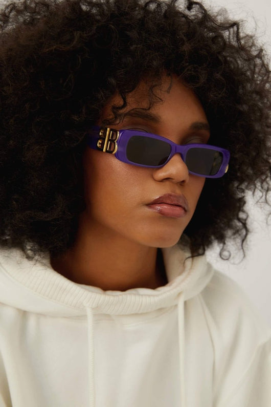 Balenciaga Dynasty micro violet sunglasses featuring BB logo - Lux Studios