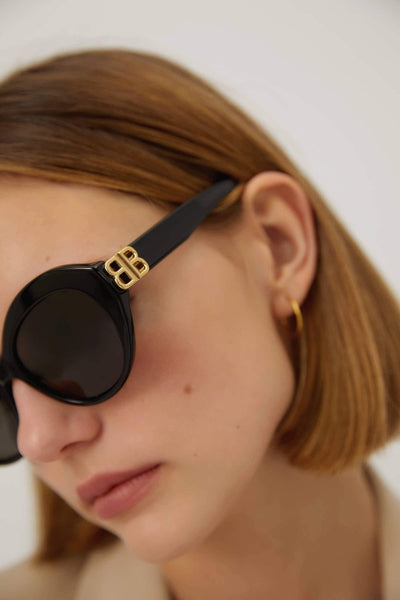 Balenciaga femenine black sunglasses with BB folding - Lux Studios