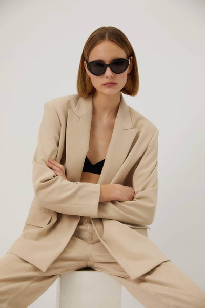 Balenciaga femenine black sunglasses with BB folding - Lux Studios
