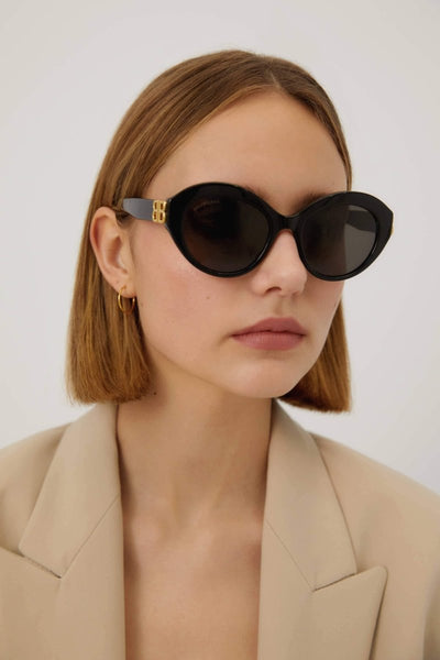 Balenciaga femenine black sunglasses with BB folding - Lux Studios
