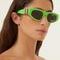 Balenciaga green and silver cat-eye BB sunglasses