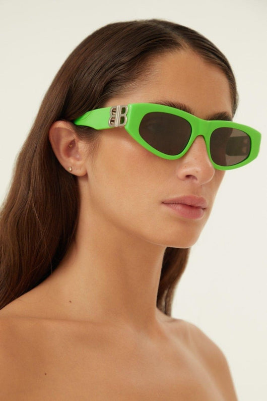Balenciaga green and silver cat-eye BB sunglasses - Lux Studios