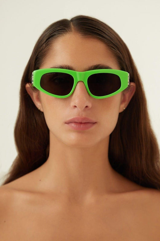 Balenciaga green and silver cat-eye BB sunglasses - Lux Studios