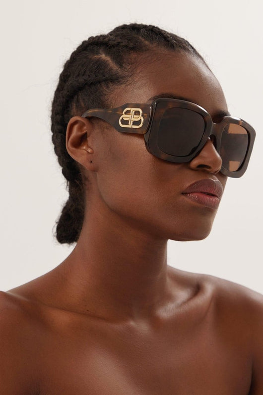 Balenciaga havana bold sunglasses with BB logo - Lux Studios