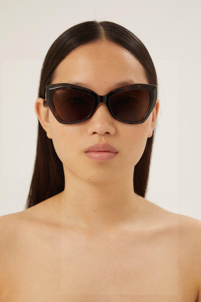 Balenciaga havana oversize cat-eye sunglasses with BB logo - Lux Studios