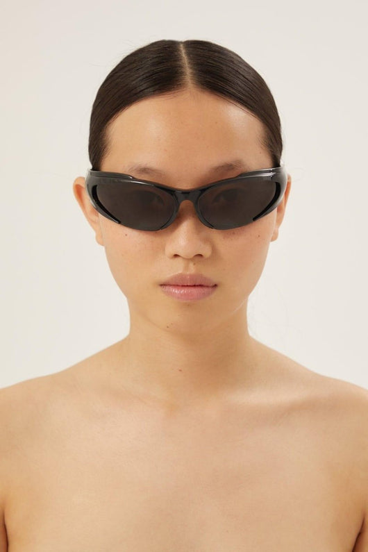 Balenciaga reverse Xpander wrap rectangle black sporty sunglasses - Lux Studios