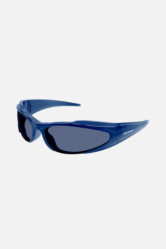 Balenciaga reverse Xpander wrap rectangle blue sporty sunglasses - Lux Studios