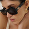 Balenciaga slim rectangular black sunglasses