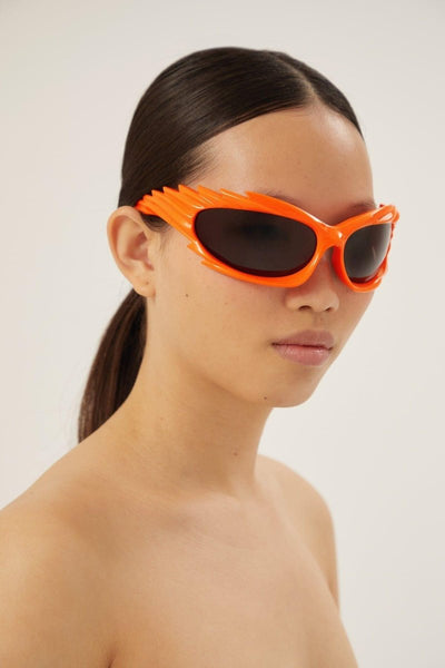 Balenciaga Spike rectangle sunglasses in fluo orange - Lux Studios