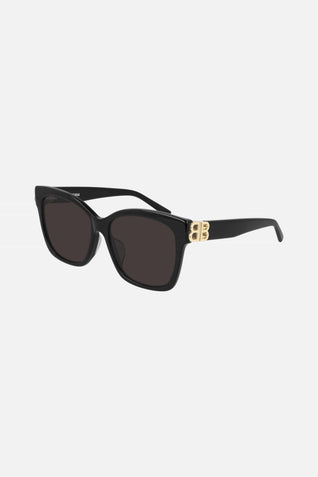 Balenciaga squared femenine black sunglasses with BB folding