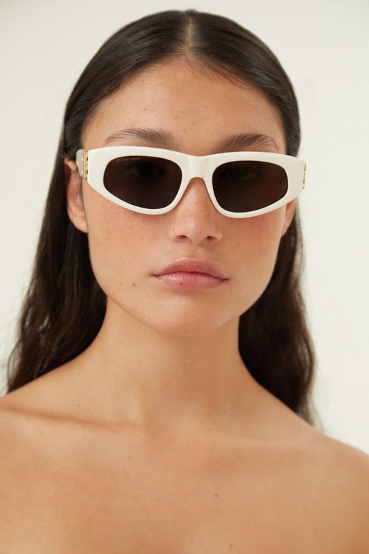 Balenciaga white and gold cat-eye BB sunglasses - Lux Studios