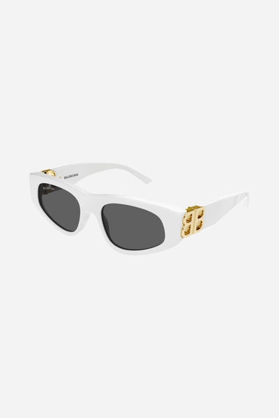 Balenciaga white and gold cat-eye BB sunglasses - Lux Studios