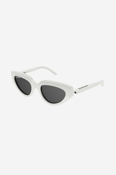 Balenciaga white cat eye sunglasses with black logo - Lux Studios