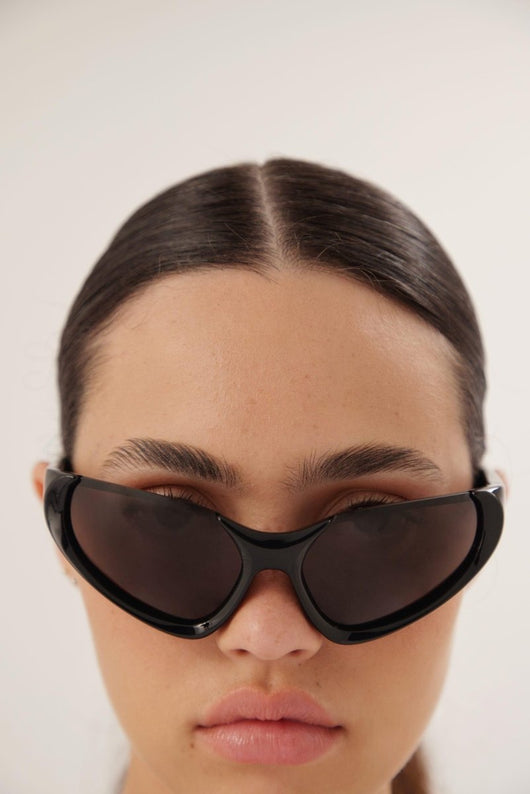 Balenciaga Xpander BB0202s-001 wrap around black sunglasses - Lux Studios