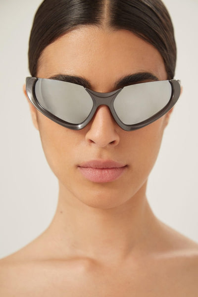 Balenciaga Xpander silver BB0202s-002 wrap around sunglasses - Lux Studios