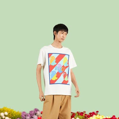 Bunny print cotton jersey T-shirt - Lux Studios