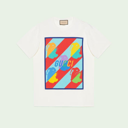 Bunny print cotton jersey T-shirt - Lux Studios