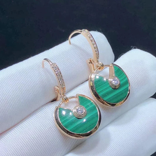 AMULETTE EARRINGS SMALL MALACHITE ROSE GOLD