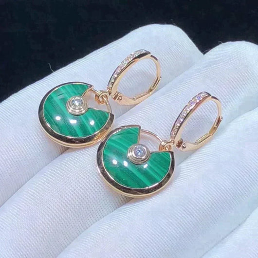 AMULETTE EARRINGS SMALL MALACHITE ROSE GOLD