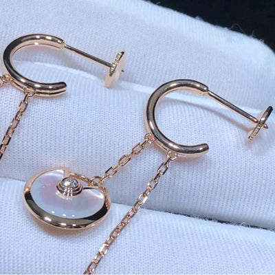 AMULETTE DOUBLE DROP EARRINGS MOP ONYX ROSE GOLD