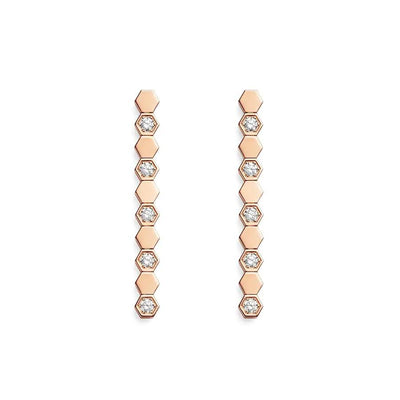 BEE LOVE ROSE GOLD DIAMOND LONG EARRINGS