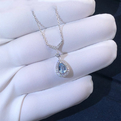 JOSEPHINE TURQUOISE LIGHT SILVER DIAMOND NECKLACE