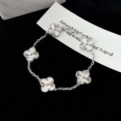 CLOVER  5 FLOWERS LASER BRACELET SILVER