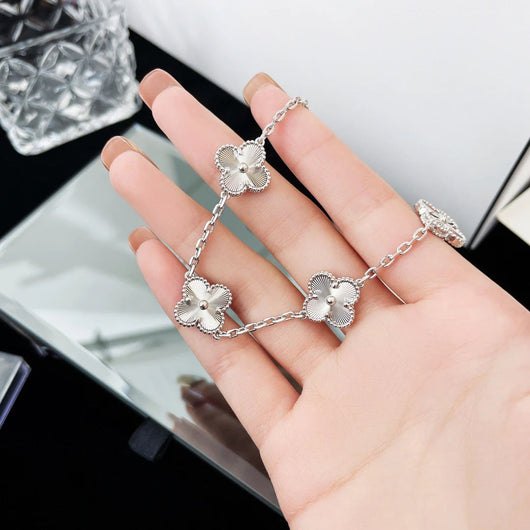 CLOVER  5 FLOWERS LASER BRACELET SILVER