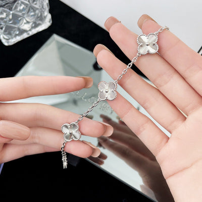 CLOVER  5 FLOWERS LASER BRACELET SILVER