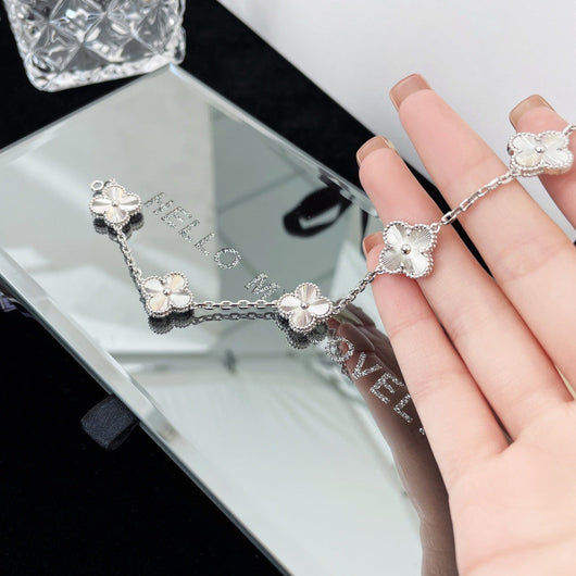 CLOVER  5 FLOWERS LASER BRACELET SILVER