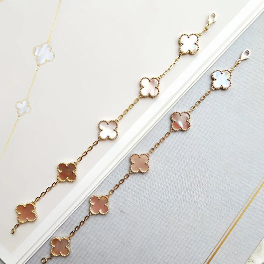 CLOVER 5 PINK MOP BRACELET