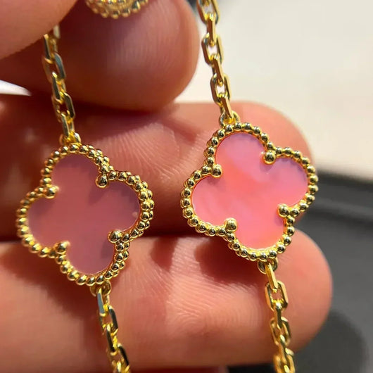 CLOVER 5 PINK MOP BRACELET