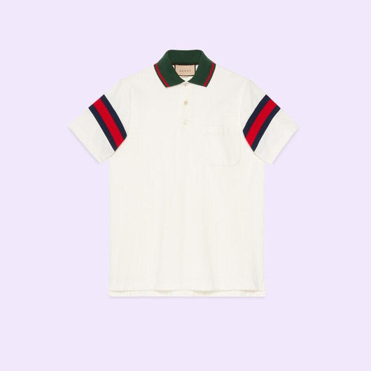 Cotton jersey polo with Web - Lux Studios